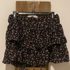bebe Black Floral Skirt